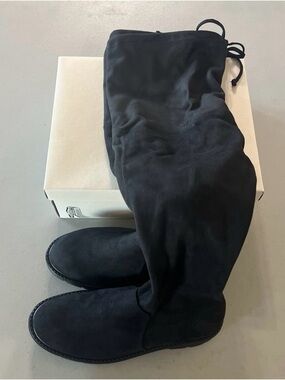 Black Over-the-Knee Flat Boots Shoes Size 6.5